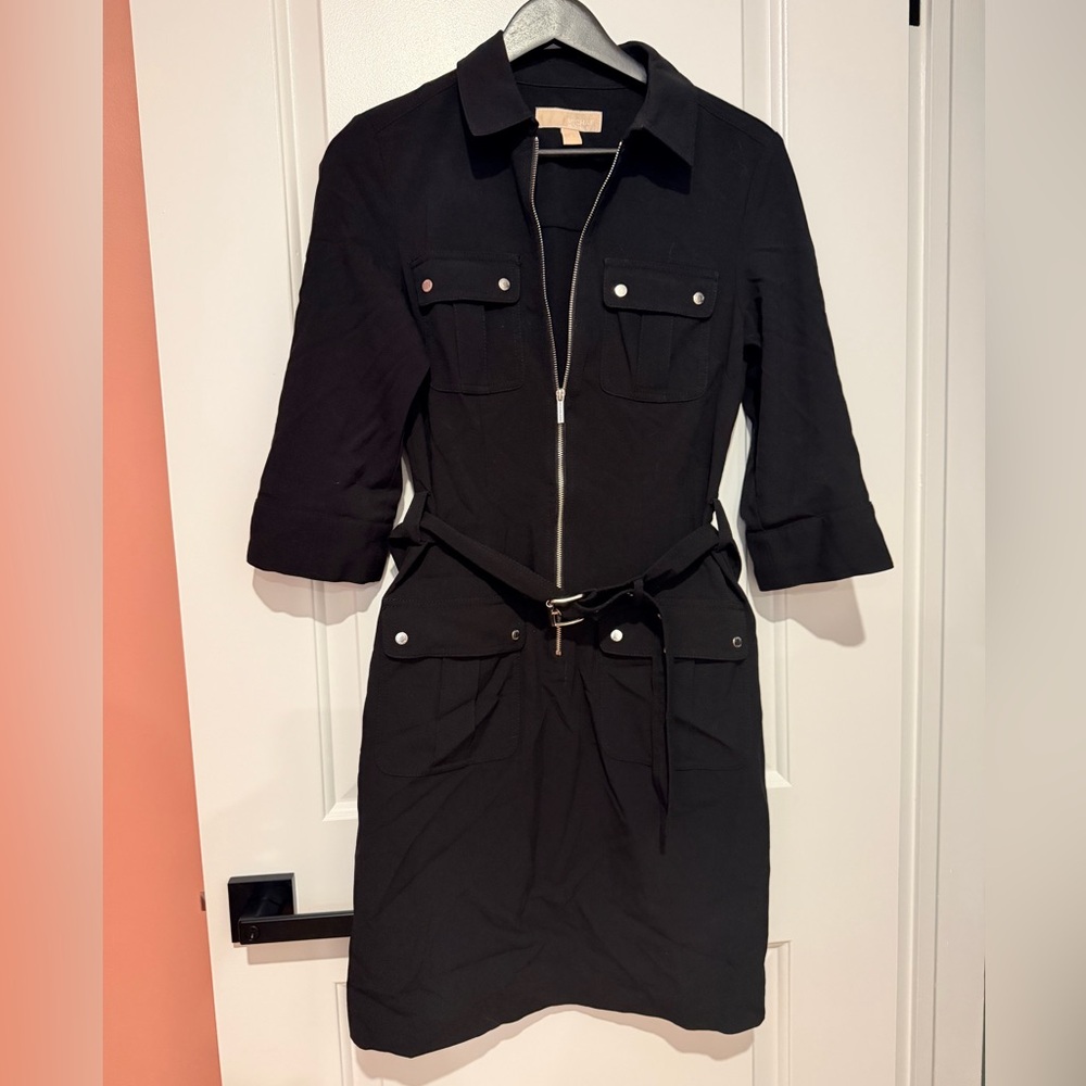 Michael Kors Black Long Sleeve Dress with Belt